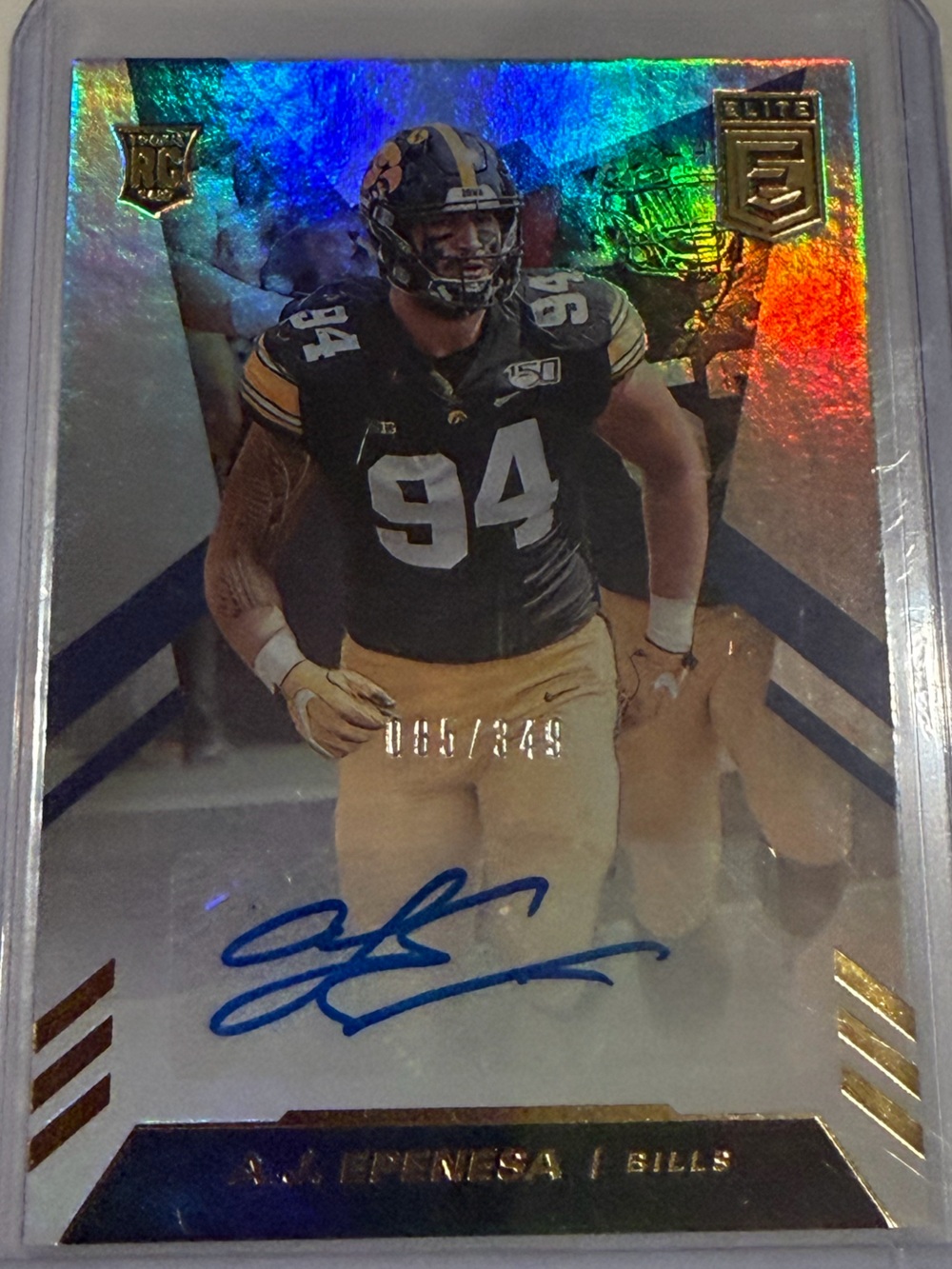 AJ Epenesa 2020 Panini Donruss Elite Rookie Auto RC #RA-AJE 85/349 Buffalo Bills